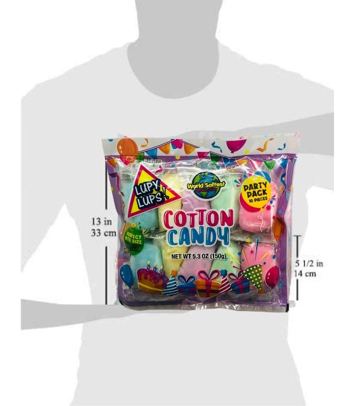 Lupy Lups! Cotton Candy Party Pack 0.5 oz each - Individually Wrapped- Pastel Candy for Stocking, Treats, Party Favors, Buffet table and Piñata (Assorted)