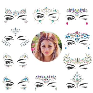 yrym ht mermaid face jewels rhinestones temporary crystal stickers decorations fit for parties (10 sets)