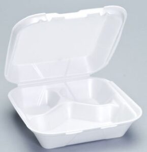 gen-pak corp. snap it foam container, 3-comp, 8 1/4 x 8 x 3, white, 100/bag, 2 bags/carton