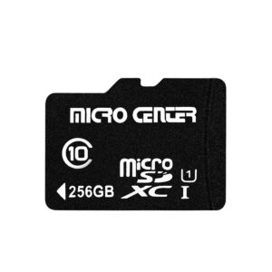 inland micro center 256gb class 10 microsdxc flash memory card with adapter for mobile device storage phone, tablet, drone & full hd video recording - 80mb/s uhs-i, c10, u1 (1 pack)