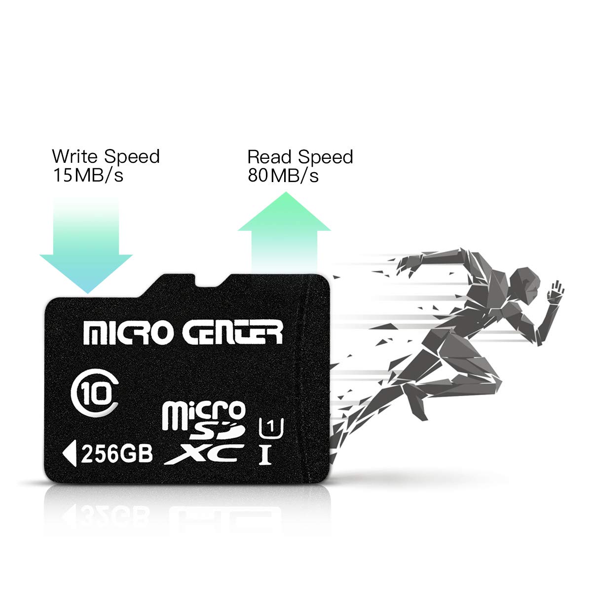 INLAND Micro Center 256GB Class 10 MicroSDXC Flash Memory Card with Adapter for Mobile Device Storage Phone, Tablet, Drone & Full HD Video Recording - 80MB/s UHS-I, C10, U1 (1 Pack)