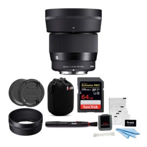 sigma 56mm f/1.4 dc dn contemporary lens for sony e with 64gb extreme pro bundle