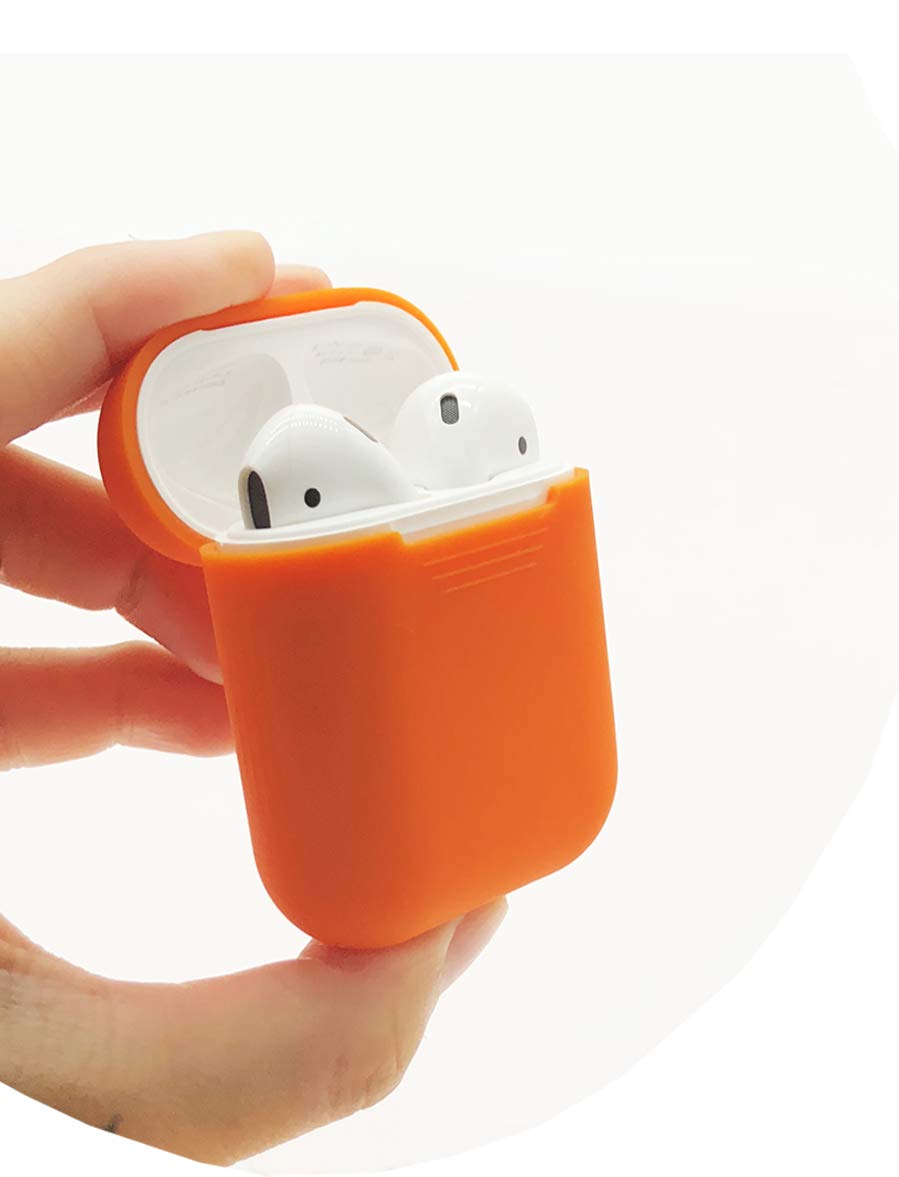 HappyCover Compatible for Airpods Case 2 & 1, Protective Silicone Cover Skin for Airpods Charging Case (Vibrant Orange)