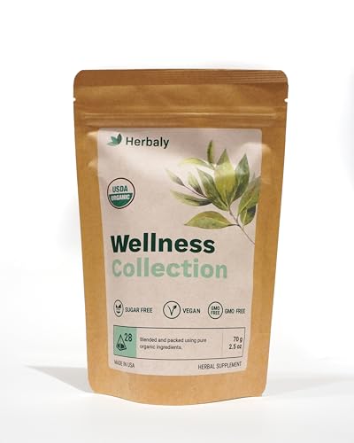 Herbaly Wellness Collection Organic Herbal Ginger Tea, 70 g, 28 Count Bag (Pack of 1)