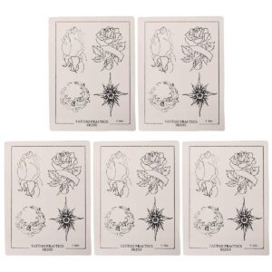 supvox 5pcs tattoo practice skin rose pattern silicone tattoo skin for tattoo learning training