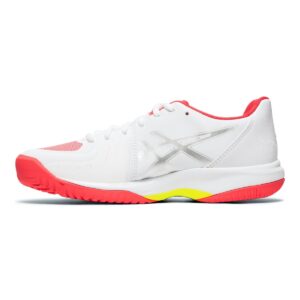 asics women's gel-court speed tennis shoes, 12, white/laser pink