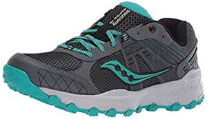saucony womens grid raptor tr 2 running shoe, charcoal/teal, 9.5 us