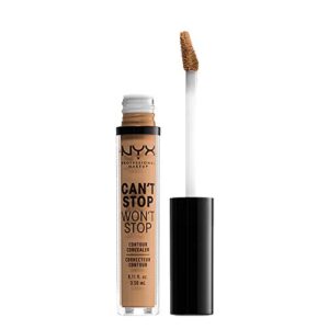 nyx professional makeup can't stop won't stop contour concealer, 24h full coverage matte finish - neutral buff