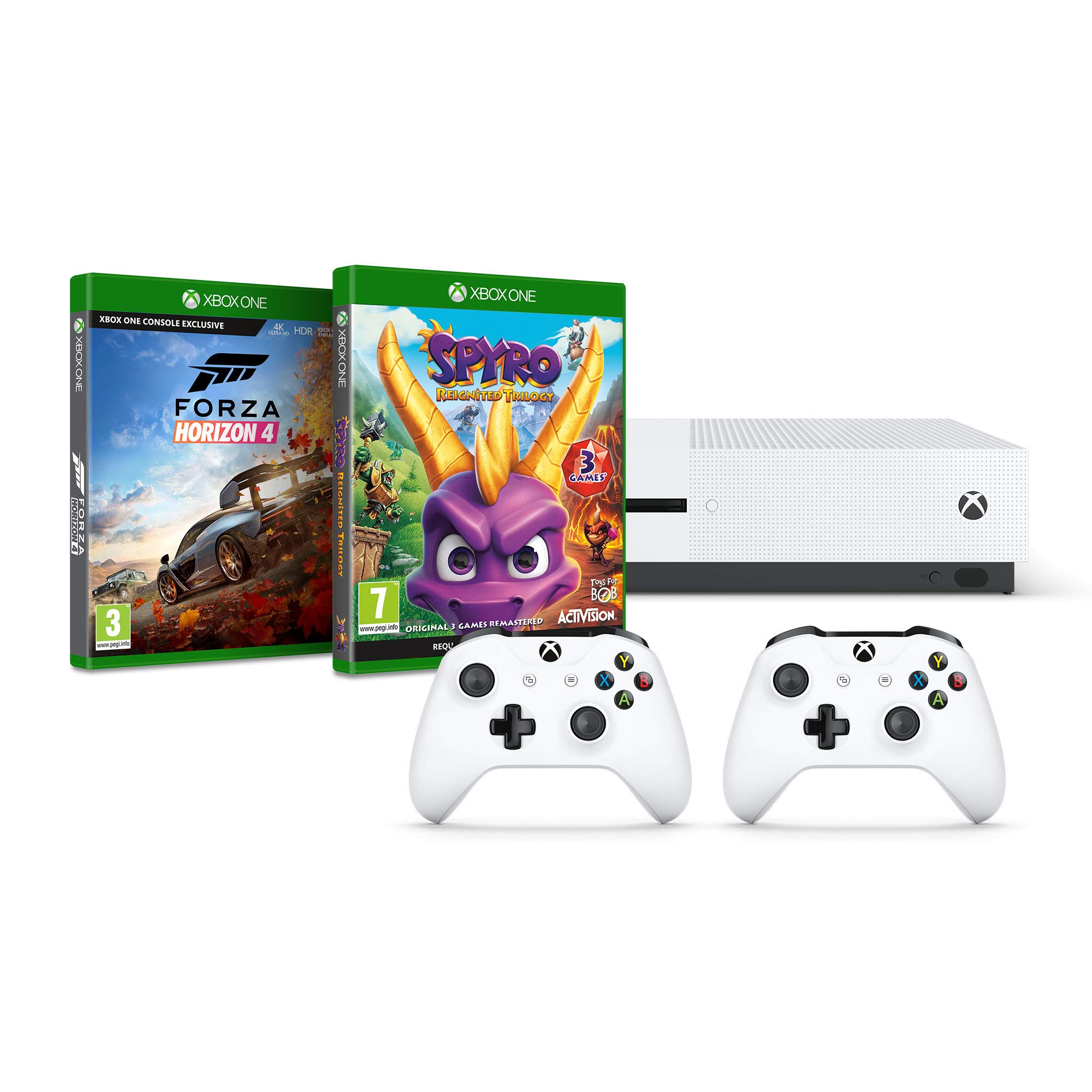 Xbox One S 1TB Two-Controller console + Forza Horizon 4 - Standard Edition + Spyro Trilogy Reignited (Xbox One)