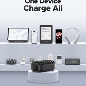 ORICO 120W Charging Station for Multiple Devices, 10-Ports USB Charging Docking Organizer Station, Multi USB Charging Station Compatible with iPad, Tablet, Kindle, Airpods and Cell Phone