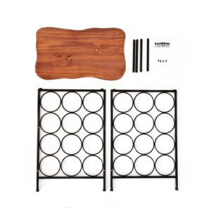 WELLAND 12 Bottle Wine Rack with Solid Wood Table Top, Metal & Pine Free Standing Wine Storage Rack