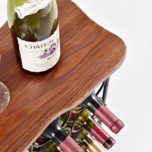 WELLAND 12 Bottle Wine Rack with Solid Wood Table Top, Metal & Pine Free Standing Wine Storage Rack