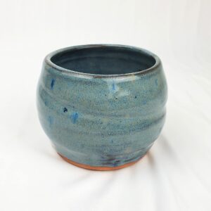 Hand Thrown Pottery Stemless Wine Glass in Slate Blue Handmade in North Carolina