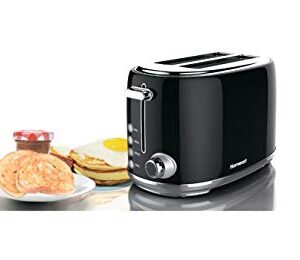 Homeart Artisan 2-Slice Toaster - Stainless Steel With Removable Crumb Tray, Adjustable Browning Control With Multiple Settings to Cancel, Defrost and Bagel - 800W, Black