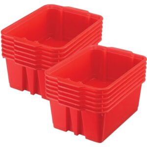 Really Good Stuff - 160074RE Stackable Plastic Book and Organizer Bins for Classroom or Home Use – Sturdy, Colored Plastic Baskets (Set of 12)