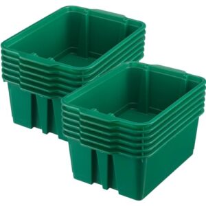 really good stuff stackable plastic book and organizer bins for classroom or home use – sturdy, colored plastic baskets (set of 12),green