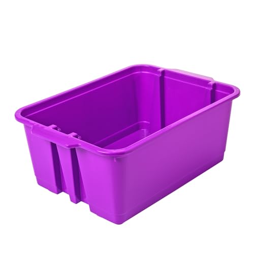 Really Good Stuff 160074PU Stackable Plastic Book and Organizer Bins for Classroom or Home Use – Sturdy, Colored Plastic Baskets (Set of 12),Purple