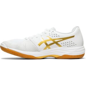 asics women's gel-tactic 2 volleyball shoes, 12, white/rich gold