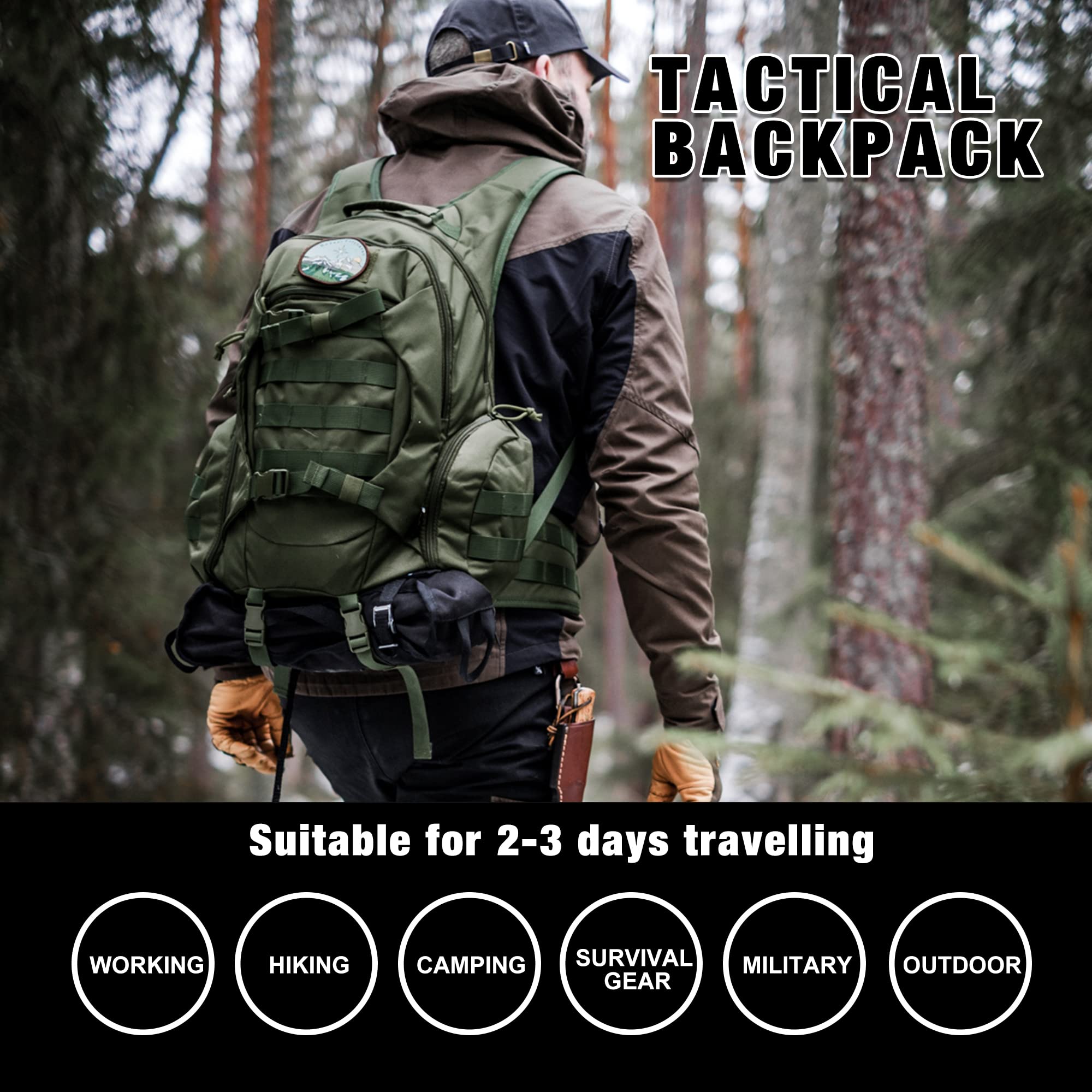 Mardingtop Tactical Backpack for Men,Military Molle Backpack for Hiking,Motorcycle Backpack，28L EDC Backpack