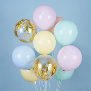 PartyWoo Pastel Balloons, 60 pcs 12 Inch Pastel Latex Balloons, Gold Glitter Balloons, Pastel Colour Balloons for Pastel Party Decorations, Pastel Birthday Decorations, Pastel Rainbow Party Supplies