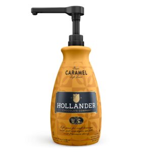 classic caramel café sauce by hollander chocolate co. | for caramel lattes & deserts | perfect for the professional or home barista - net wt. 91oz (64 fl oz) large bottle (pump included)