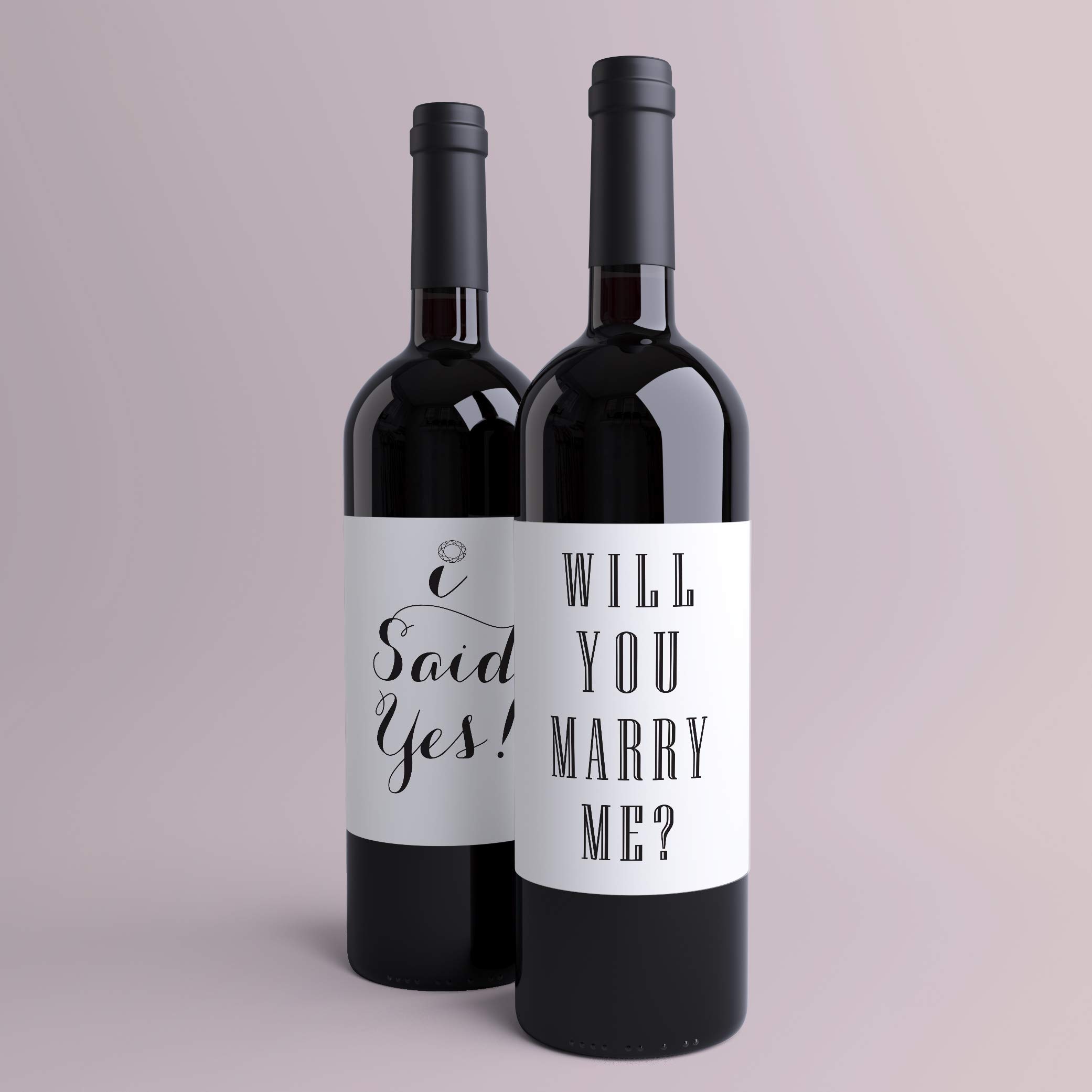 Proposal Wine Labels Will You Marry Me + I Said Yes Set of 2 Wine Bottle Labels Peel and Stick Engagement Ideas