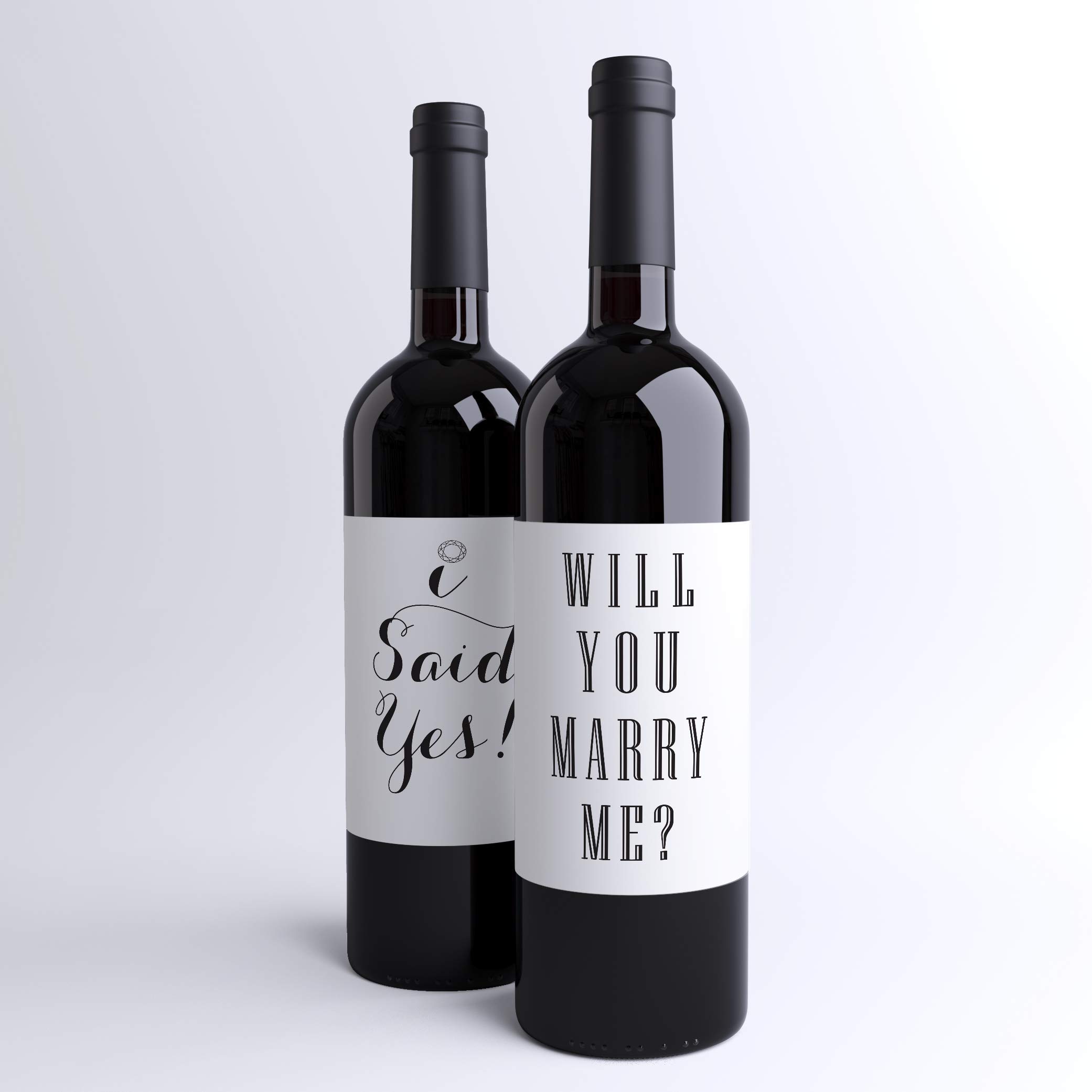 Proposal Wine Labels Will You Marry Me + I Said Yes Set of 2 Wine Bottle Labels Peel and Stick Engagement Ideas