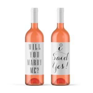 Proposal Wine Labels Will You Marry Me + I Said Yes Set of 2 Wine Bottle Labels Peel and Stick Engagement Ideas