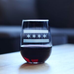 Chicago Flag – Stemless Wine Glasses - Chitown Gifts - Large 17 Ounce