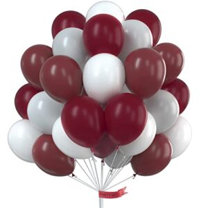 partywoo burgundy gray white balloons, 60 pcs balloon pack of burgundy balloons wine red balloons gray balloons white balloons for burgundy baby shower decorations, memorial day decorations