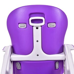 HONEY JOY 5 in 1 High Chair, Convertible Highchair for Babies and Toddlers/Table Chair Set/Booster Seat/Toddler Chair w/Safety Harness, Reclining Backrest, Double Food Tray (Purple)