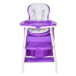 HONEY JOY 5 in 1 High Chair, Convertible Highchair for Babies and Toddlers/Table Chair Set/Booster Seat/Toddler Chair w/Safety Harness, Reclining Backrest, Double Food Tray (Purple)