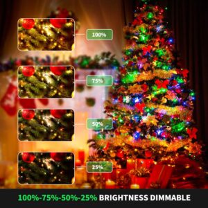 MZD8391 Color Changing Christmas String Lights Outdoor Indoor, 108FT 300 LED Warm White Multicolor Fairy Lights, END to END Connect, Waterproof Christmas Tree Lights Timer Remote