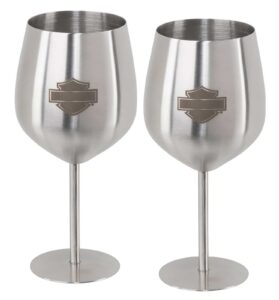 harley-davidson stainless steel bar & shield logo wine glass set - 18 oz.