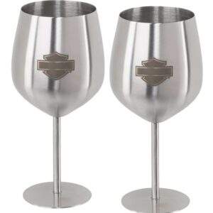 Harley-Davidson Stainless Steel Bar & Shield Logo Wine Glass Set - 18 oz.