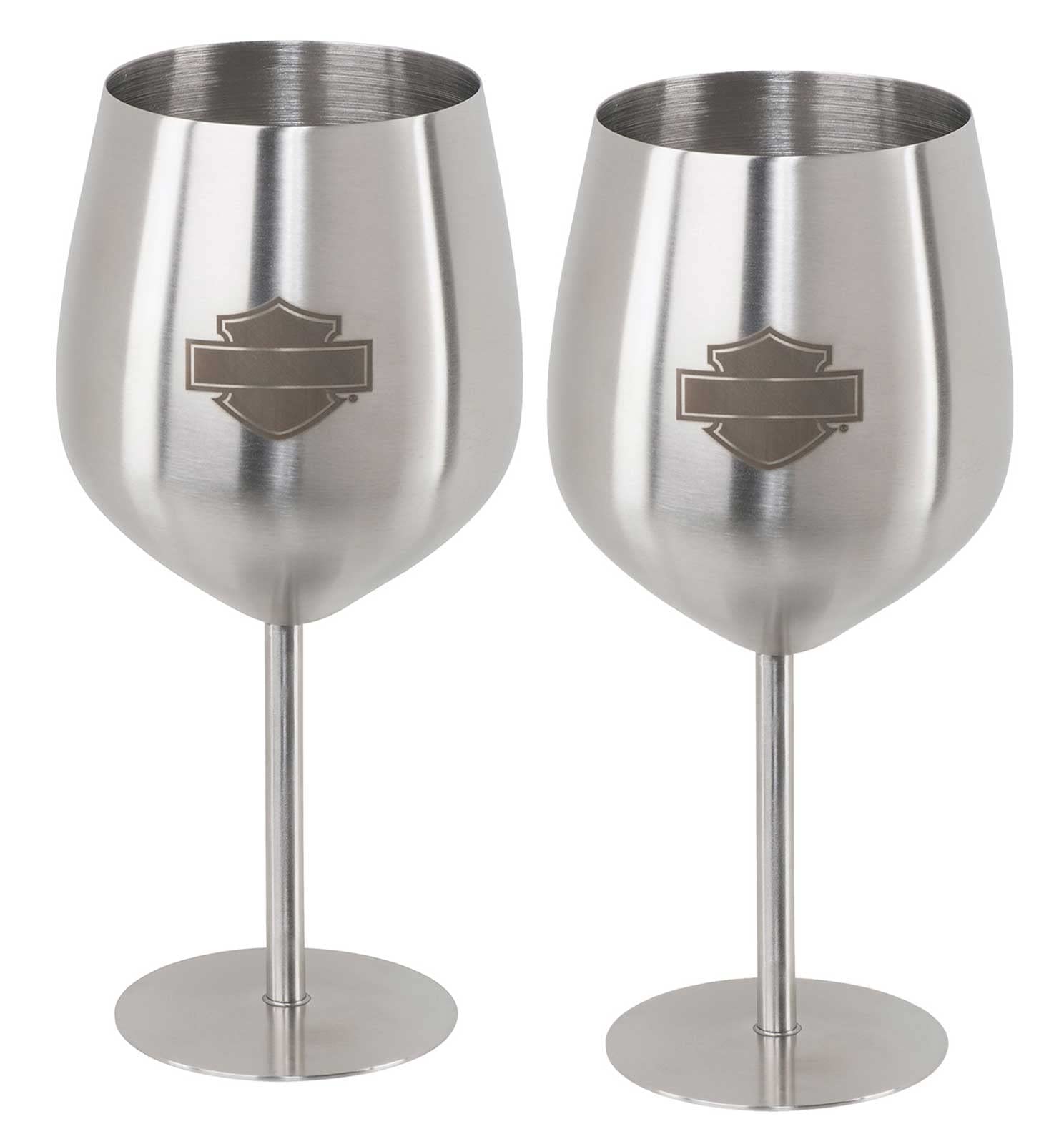 Harley-Davidson Stainless Steel Bar & Shield Logo Wine Glass Set - 18 oz.