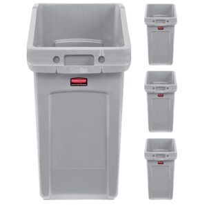 Rubbermaid Commercial Products Slim Jim Under-Counter Trash Can with Venting Channels, 23-Gallon, Gray, Fits Under Desk/Cabinmate/Sink, Pack of 4