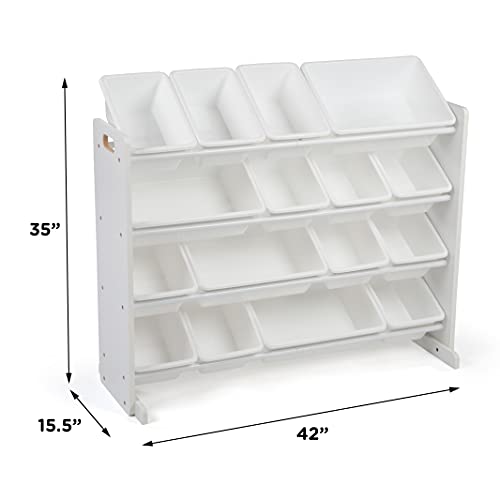 Humble Crew Extra-Large Toy Organizer, 16 Storage Bins, White/White