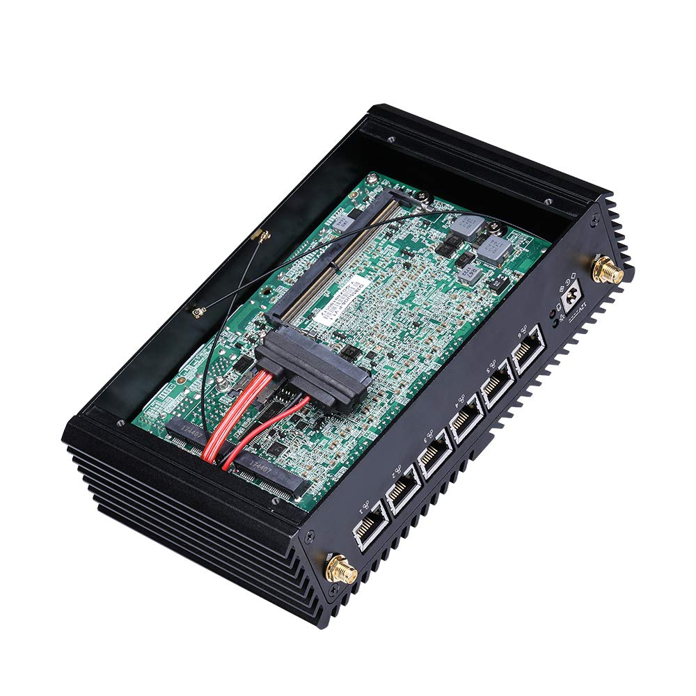Qotom Qotom-Q555G6-S05 Computer with Core i5 7200U Processor and 6 Gigabit NICs AES-NI Fanless Mini PC (4G DDR4 RAM + 32G MSATA SSD)