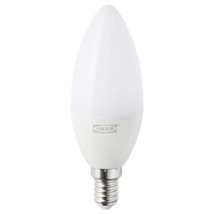 ikea.. 403.652.67 trådfri led bulb e12 400 lumen, wireless dimmable warm white, chandelier opal