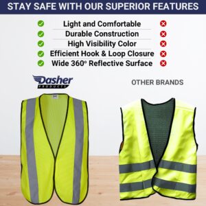 Safety Vest with High Visibility - 2 Inch Reflective Strips, Bright Neon Yellow, Breathable Polyester Mesh Fabric, ANSI ISEA Class Unrated, Hi Viz All Day and Night (10 Pack - XL-XXXL)