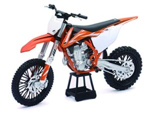 new-ray ktm 450 sxf dirt bike, realistic and functional, kids toy or collectible motorcycle 1/10 scale (57943)