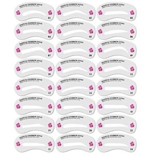 24 PCS Eyebrow Shaping Stencils, Kalolary Eyebrow Grooming Stencil Kit Shaping Templates DIY Tools for Eyebrows Shaping