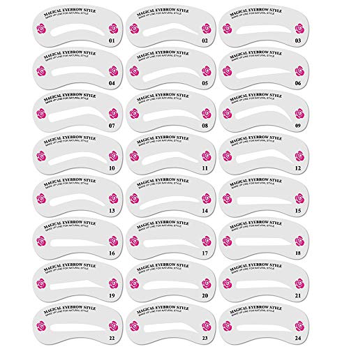 24 PCS Eyebrow Shaping Stencils, Kalolary Eyebrow Grooming Stencil Kit Shaping Templates DIY Tools for Eyebrows Shaping