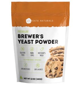 brewers yeast powder for lactation to boost mother's milk - kate naturals. brewer's yeast powder for lactation cookies. gluten free & non-gmo lactation supplement. edible for dogs & ducks (12oz)
