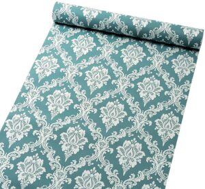 blue damask contact paper self adhesive shelf drawer liner peel and stick damask wallpaper for bathroom living room 17.7" x 196"