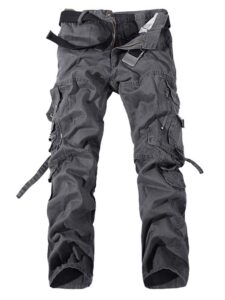 akarmy men's casual pants, outdoor streetwear techwear pants, cargo pants with multi-pocket k03 gray
