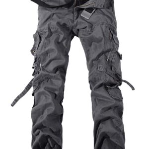 AKARMY Men's Casual Pants, Outdoor Streetwear Techwear Pants, Cargo Pants with Multi-Pocket K03 Gray