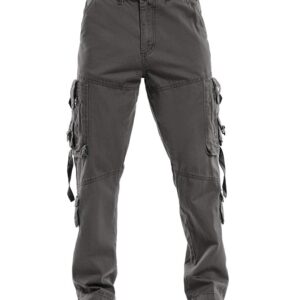 AKARMY Men's Casual Pants, Outdoor Streetwear Techwear Pants, Cargo Pants with Multi-Pocket K03 Gray