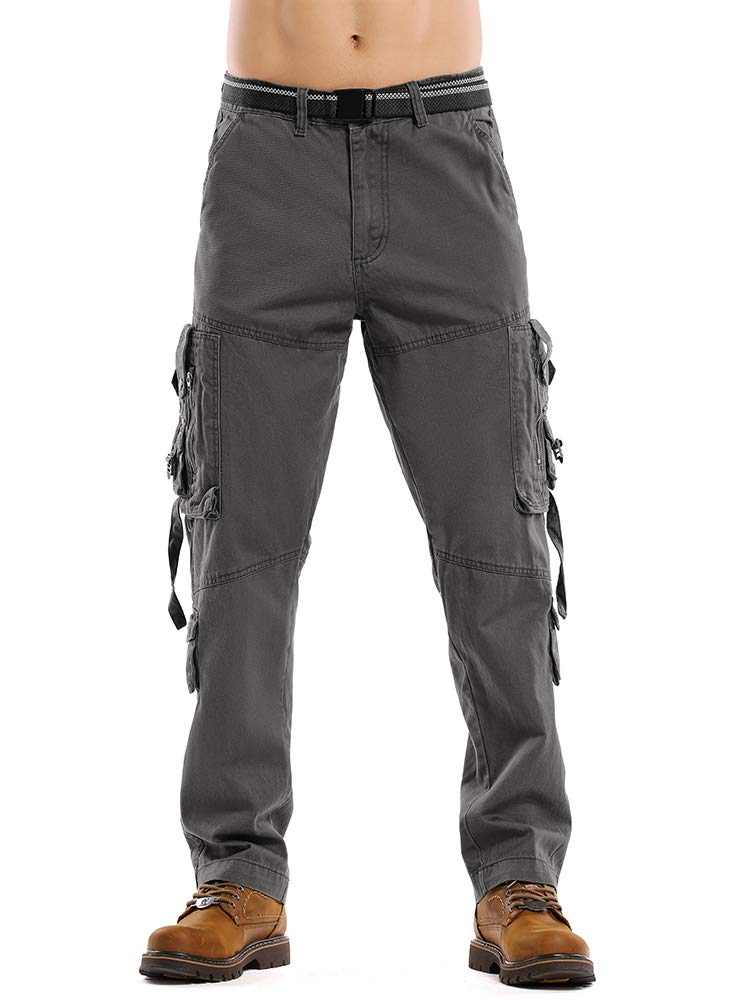 AKARMY Men's Casual Pants, Outdoor Streetwear Techwear Pants, Cargo Pants with Multi-Pocket K03 Gray